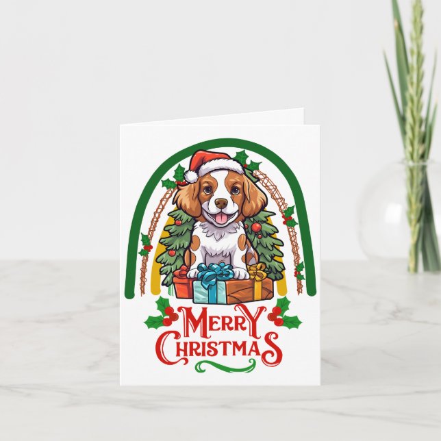 Tarjeta Navidades de perro de Bretaña (Anverso)