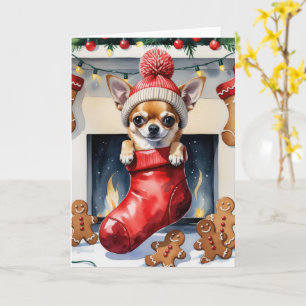 Tarjeta Navidades de perro de Chihuahua saludando