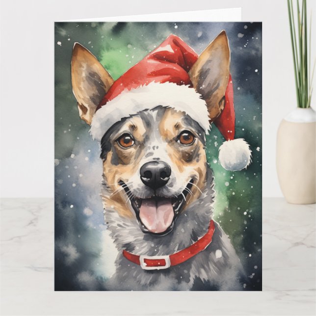 Tarjeta Navidades de perro de ganado vacuno de Australia (Anverso)
