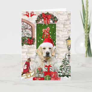 Tarjeta Navidades de perro de Golden Retriever