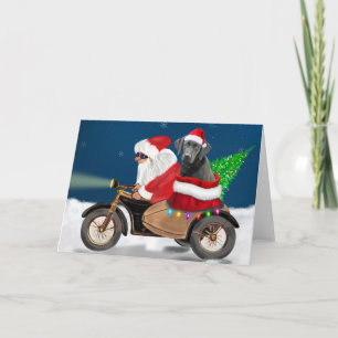 Tarjeta Navidades de perro de Labrador Negro Santa Claus