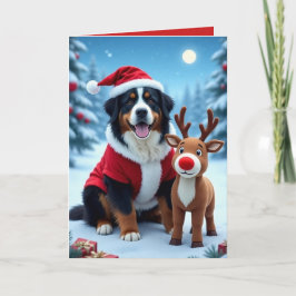 Tarjeta Navidades de Perro de Montaña de Bernese