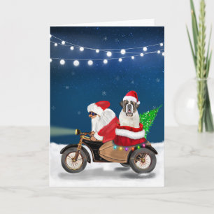 Tarjeta Navidades de Perro de San Bernardo Santa Claus