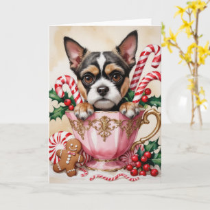 Tarjeta Navidades de Perro Griffon de Bruselas saludando