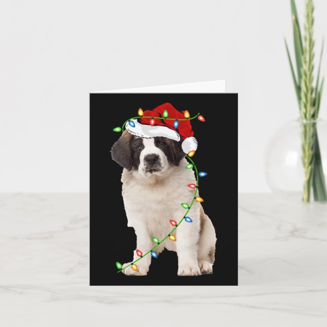 Tarjeta Navidades de Perro Santa Hat Saint Bernard (Anverso)