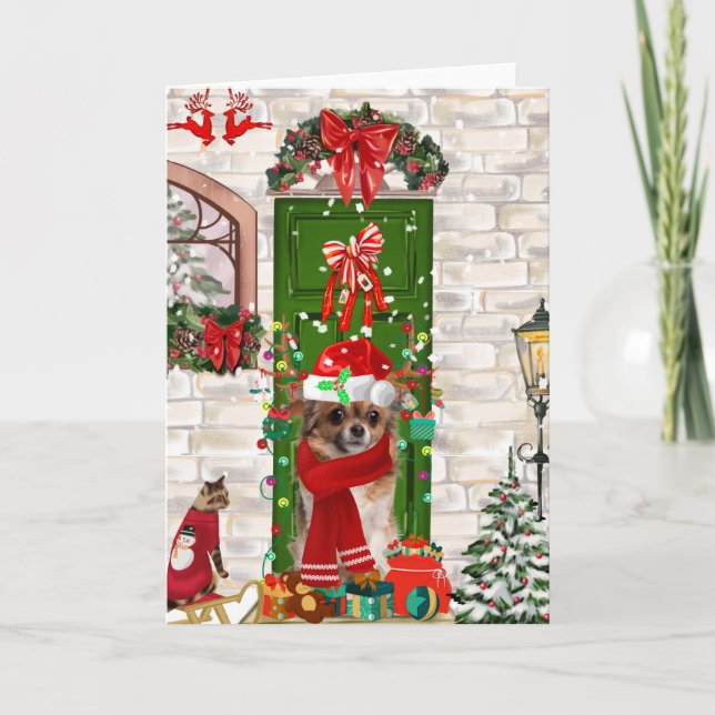 Tarjeta Navidades de perros de Chihuahua (Anverso)