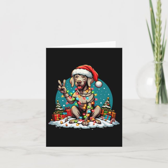 Tarjeta Navidades de perros de la mano de la paz Weimarane (Anverso)