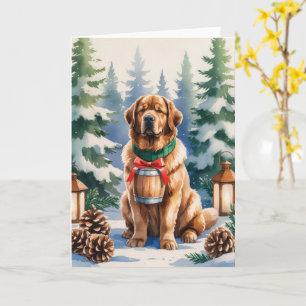Tarjeta Navidades de perros de Terranova saludando