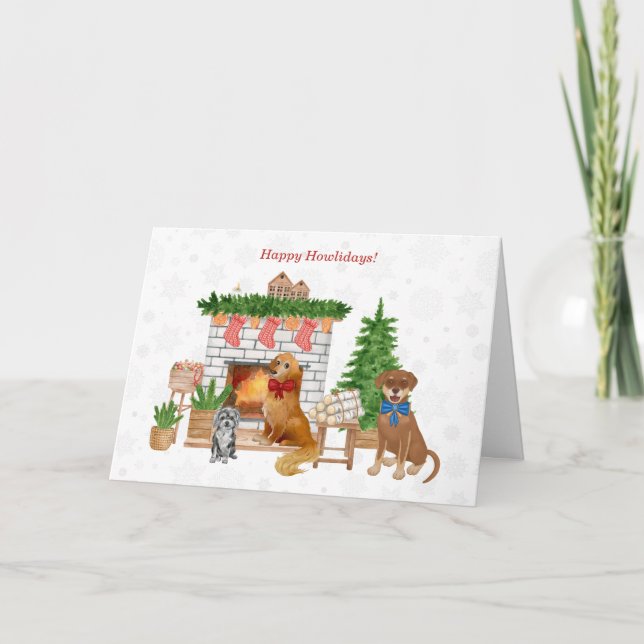 Tarjeta Navidades de perros, Havanese, Golden Retriever, L (Anverso)