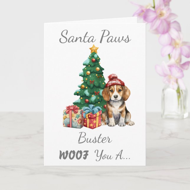 Tarjeta Navidades de personalizable Dog Beagle (Orquídea)