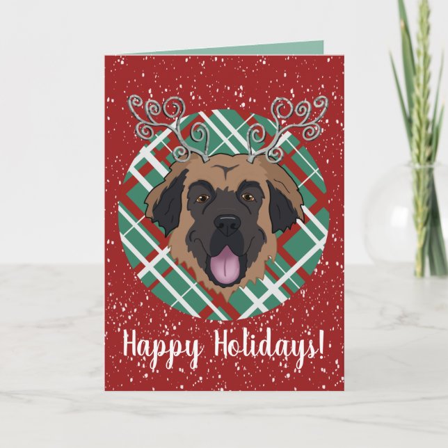 Tarjeta Navidades de personalizable Leonberger (Anverso)