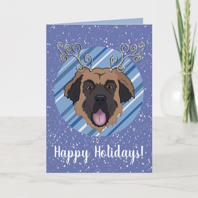 Tarjeta Navidades de personalizable Leonberger (Anverso)