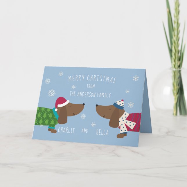 Tarjeta Navidades de Personalizado Daschund Cute personali (Anverso)
