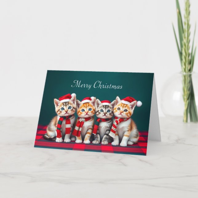 Tarjeta Navidades de Personalizado lindo Gatos Pet Lover (Anverso)