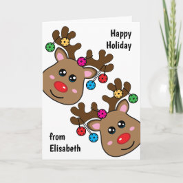 Tarjeta Navidades de pickleball con renos, texto personali