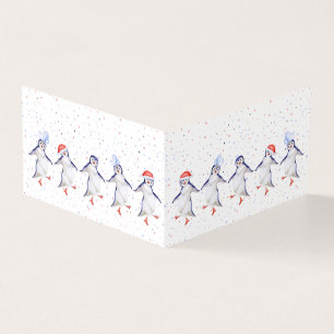 Tarjeta Navidades de pingüinos bailarines