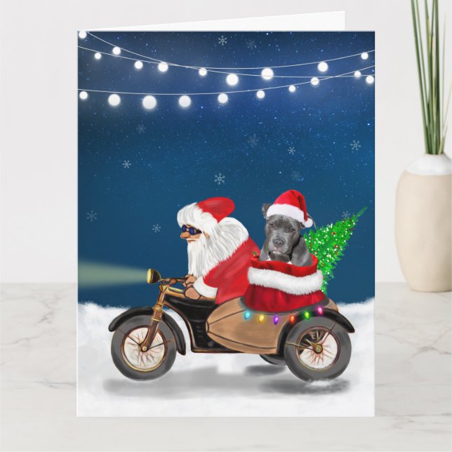 Tarjeta Navidades de Pitbull Dog (Anverso)