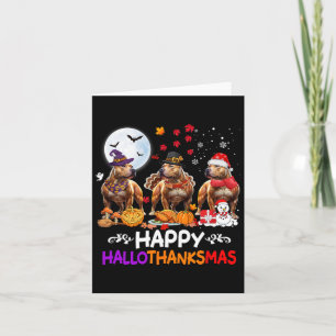 Tarjeta Navidades de Pitbull Dog Felices Hallothankmas Tha