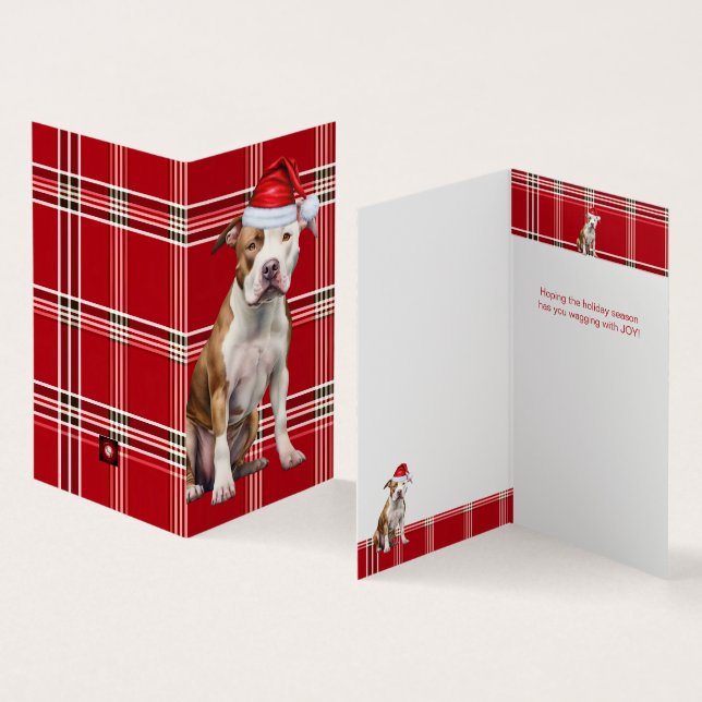 Tarjeta Navidades de Placas Rojas de Staffordshire Dog Hol (Interior y exterior)