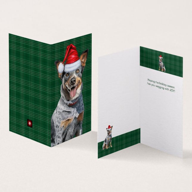 Tarjeta Navidades de Placas Verdes de Blue Heeler (Interior y exterior)