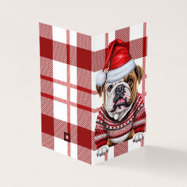 Tarjeta Navidades de plástico rojo y blanco Bulldog de vac