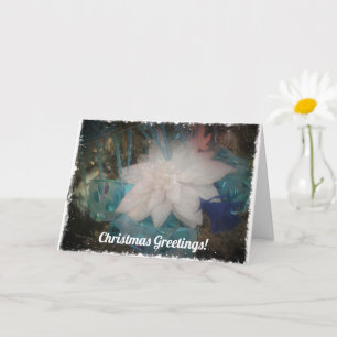 Tarjeta Navidades de Poinsettia Blanca Flower Ornamate