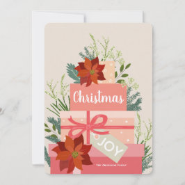 Tarjeta Navidades de Poinsettia Joy Personalizado Nombre d