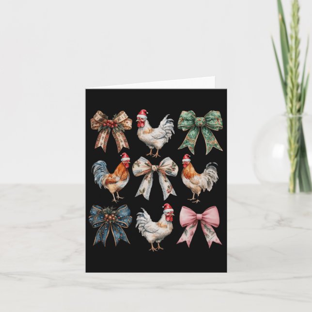 Tarjeta Navidades de pollo de Coquette Bow (Anverso)