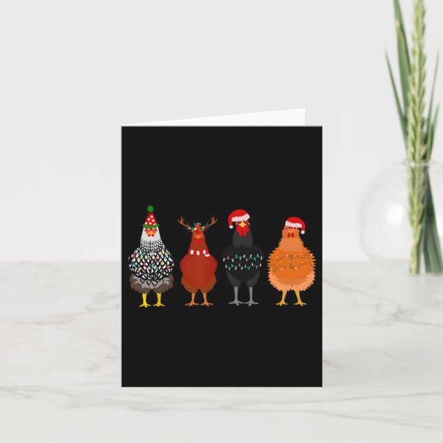 Tarjeta Navidades de pollo de Feliz Navidad iluminan Santa (Anverso)