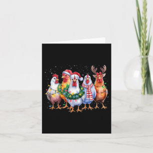 Tarjeta Navidades de pollo divertidos iluminan la granja a