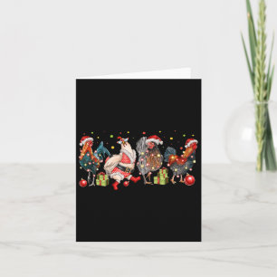 Tarjeta Navidades de pollo divertidos iluminan la granja a