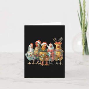 Tarjeta Navidades de pollo divertidos iluminan la granja a
