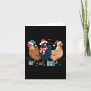 Tarjeta Navidades de pollo divertidos iluminan la granja a