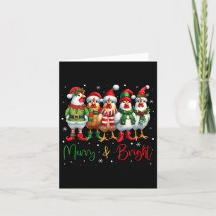 Tarjeta Navidades de pollo divertidos iluminan la granja a