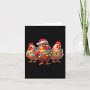 Tarjeta Navidades de pollo divertidos iluminan la granja a