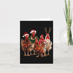 Tarjeta Navidades de pollo divertidos iluminan la granja a