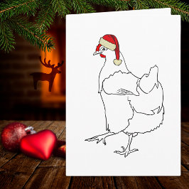 Tarjeta Navidades de pollo lindo dibujo de gallina