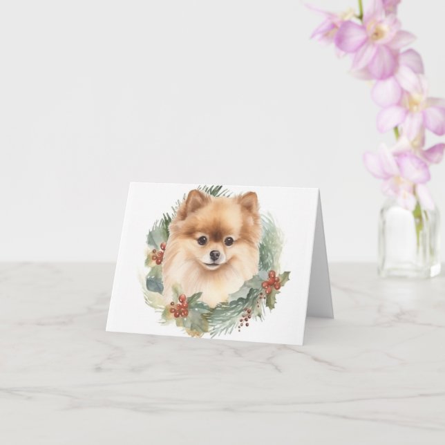 Tarjeta Navidades de Pomerania Usaban elogios festivos (Orquídea)