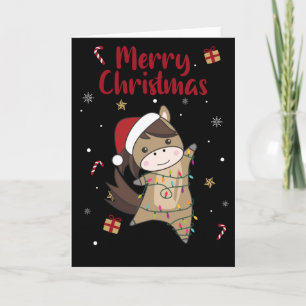 Tarjeta Navidades De Pony De Caballos Niegan Animales De I