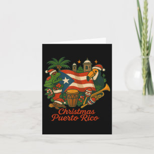 Tarjeta Navidades de Puerto Rico festividad con bandera Co