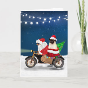 Tarjeta Navidades de pug Dog Santa Claus
