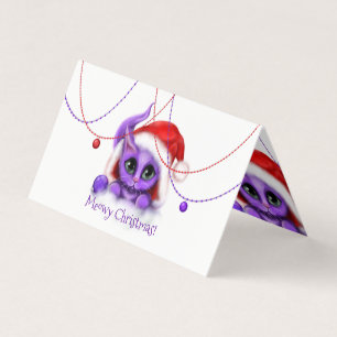 Tarjeta Navidades de Purple Kitty Santa Meowy
