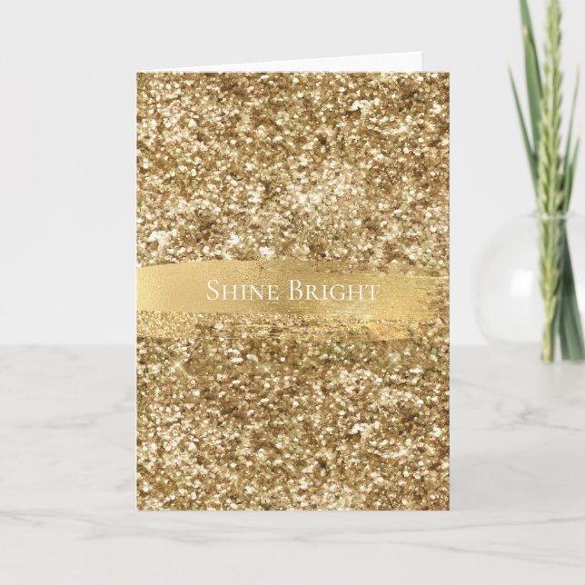 Tarjeta Navidades de Purpurinas Gold Sparkle (Anverso)