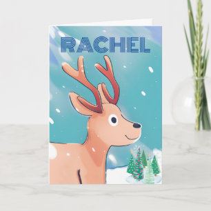 Tarjeta Navidades de Rachel Cute Baby Deer en la Nieve