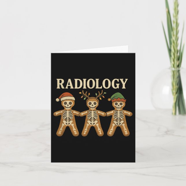 Tarjeta Navidades de Radiología Skeleton Gingerbread (Anverso)
