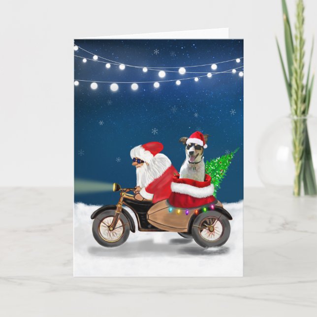Tarjeta Navidades de Rat Terrier Dog Santa Claus (Anverso)