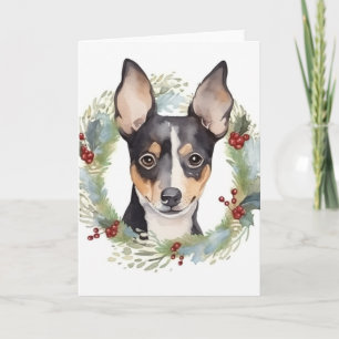 Tarjeta Navidades de Rat Terrier usaron elogios festivos