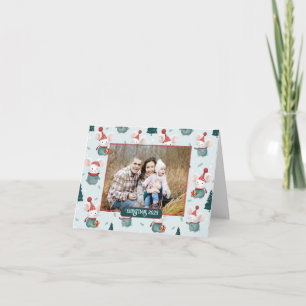 Tarjeta Navidades de ratones blancos de Santa Hat doblados
