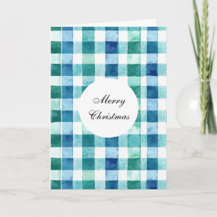 Tarjeta Navidades de rayas de plástico azul verde