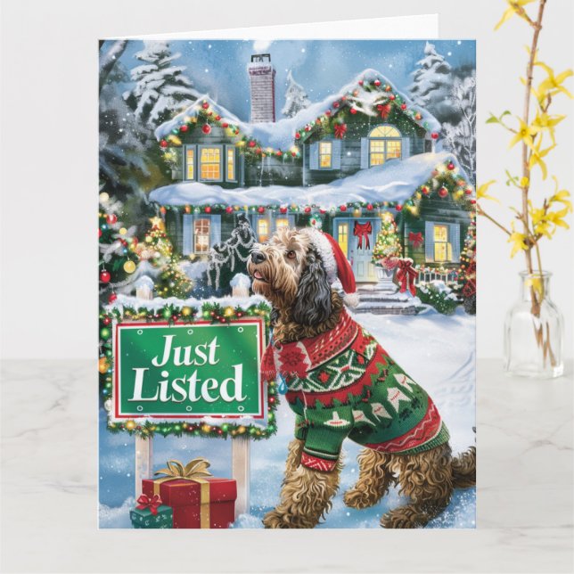 Tarjeta Navidades de Realtor del Humor Festivo Afgano (flor amarilla)